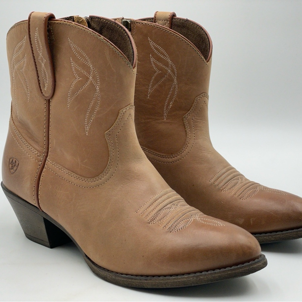 Ariat Darlin Western Brown Ankle Boots Side Zip Womens Sz 9 B Style 10017323